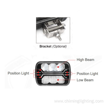 Square 5'*7" 36W, 12-24V DT plug Led head light, DOT SAE off road/ truck SUV ATV UTV led head light